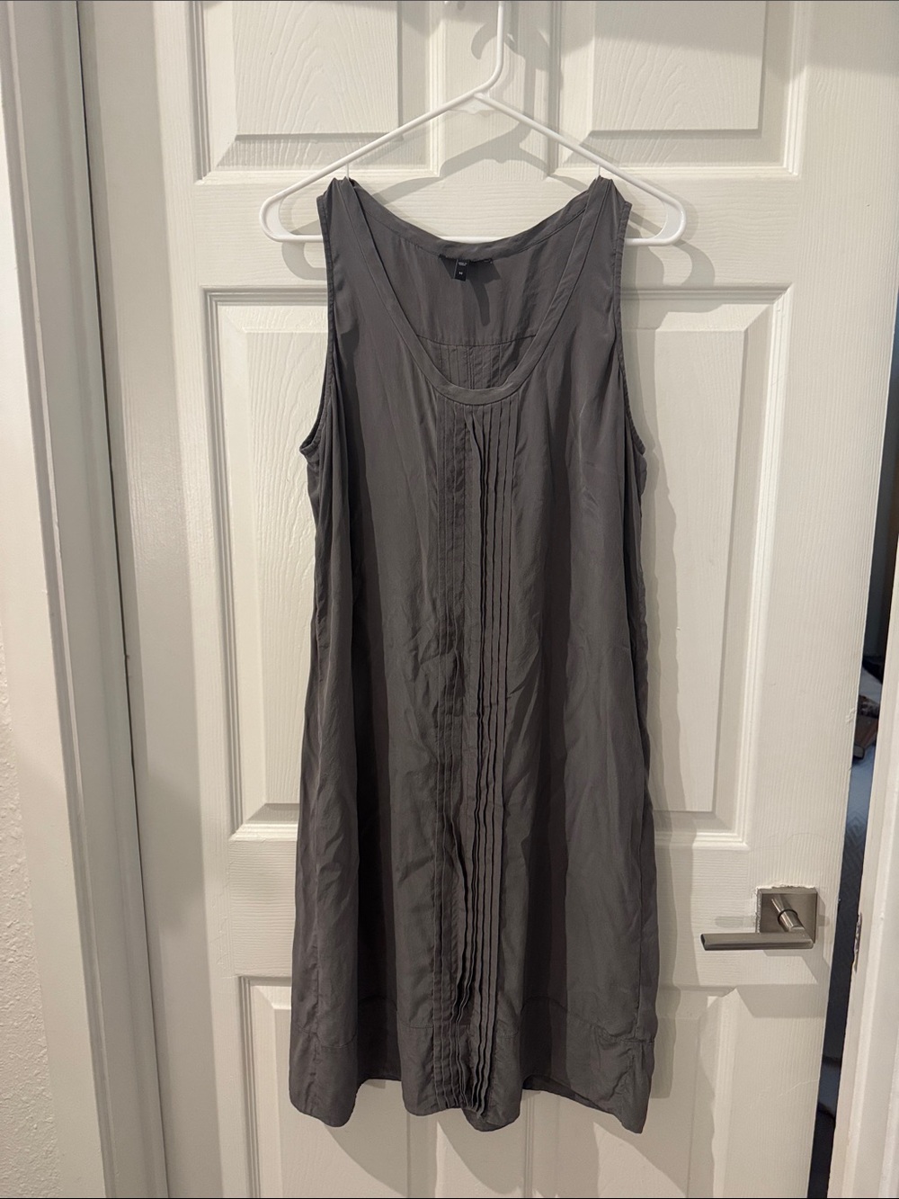 Eileen Fisher Slate Gray Sleeveless Pintuck Shift Dress Size Medium